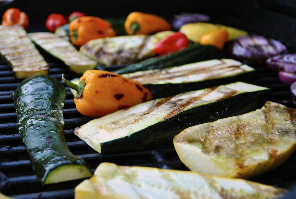 roasted zucchini and peppers on the grill